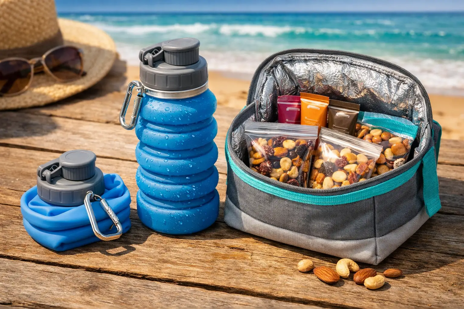 Carry a Reusable Water Bottle and Snack Supplies