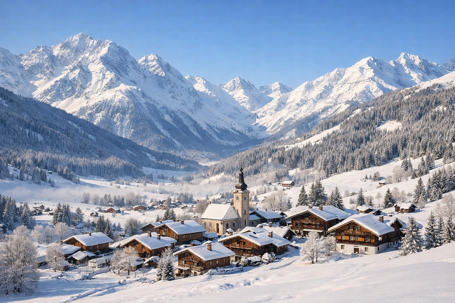 Enjoy Snow Covered Mountain Views