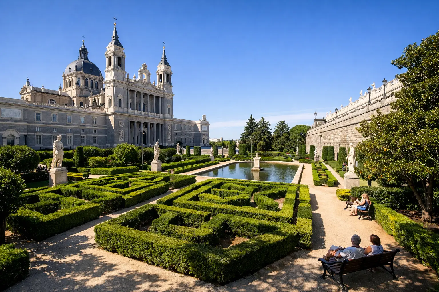 Explore the Almudena Cathedral and Sabatini Gardens