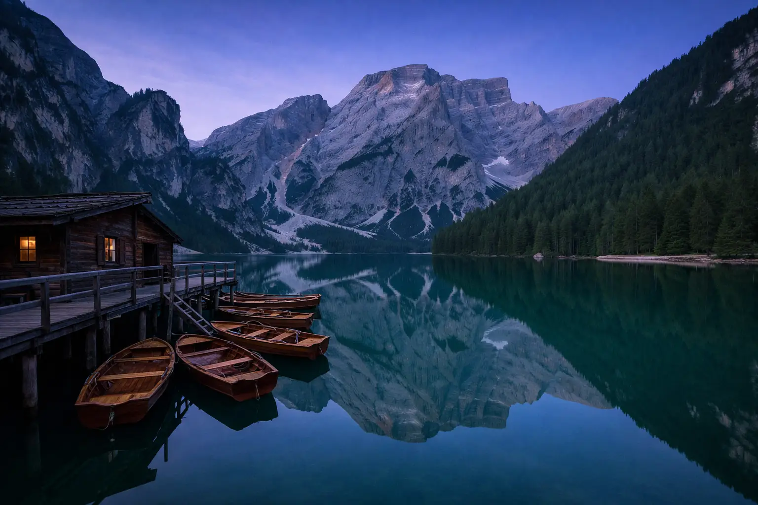 Lago di Braies at Pre-Dawn
