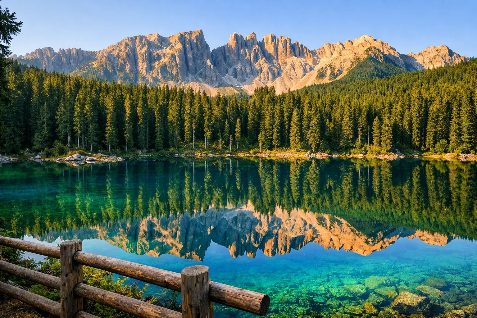 Lago di Carezza Rainbow Lake Reflection
