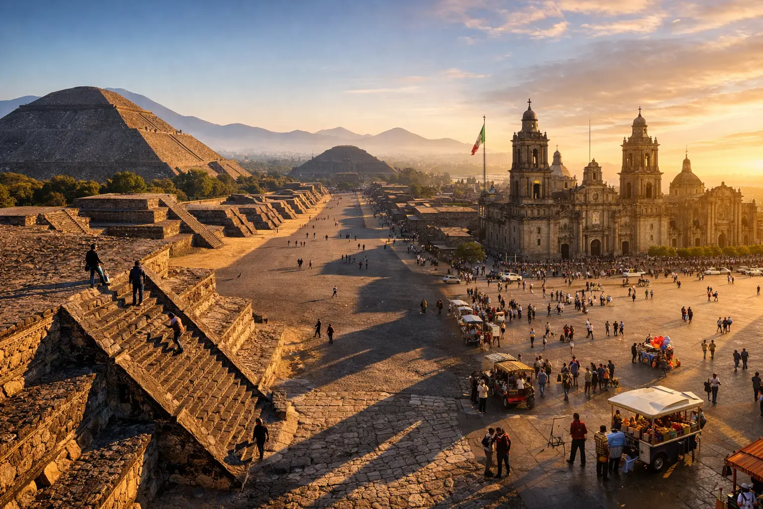 Mexico City and Teotihuacan Pyramids