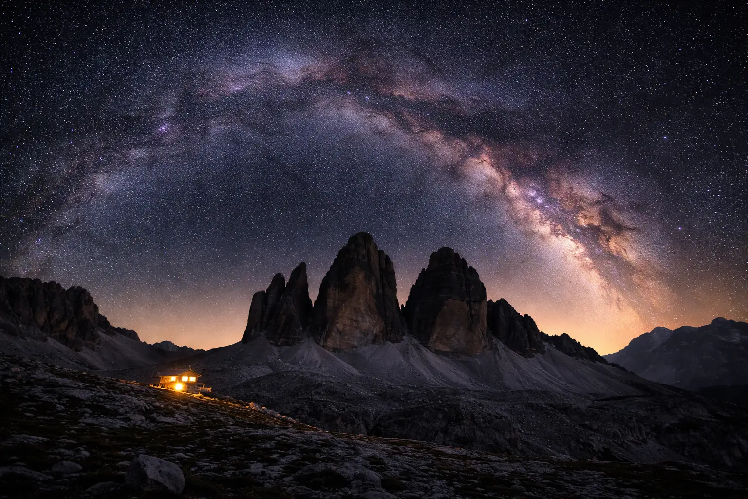 Milky Way Night Photography at Tre Cime