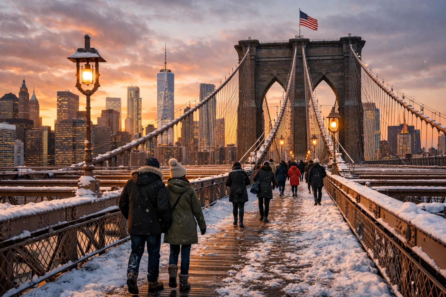 Snowy Brooklyn Bridge Walk