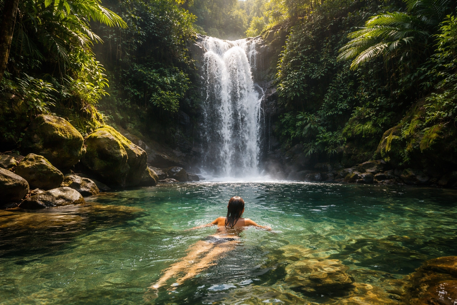Swim in a Natural Waterfall