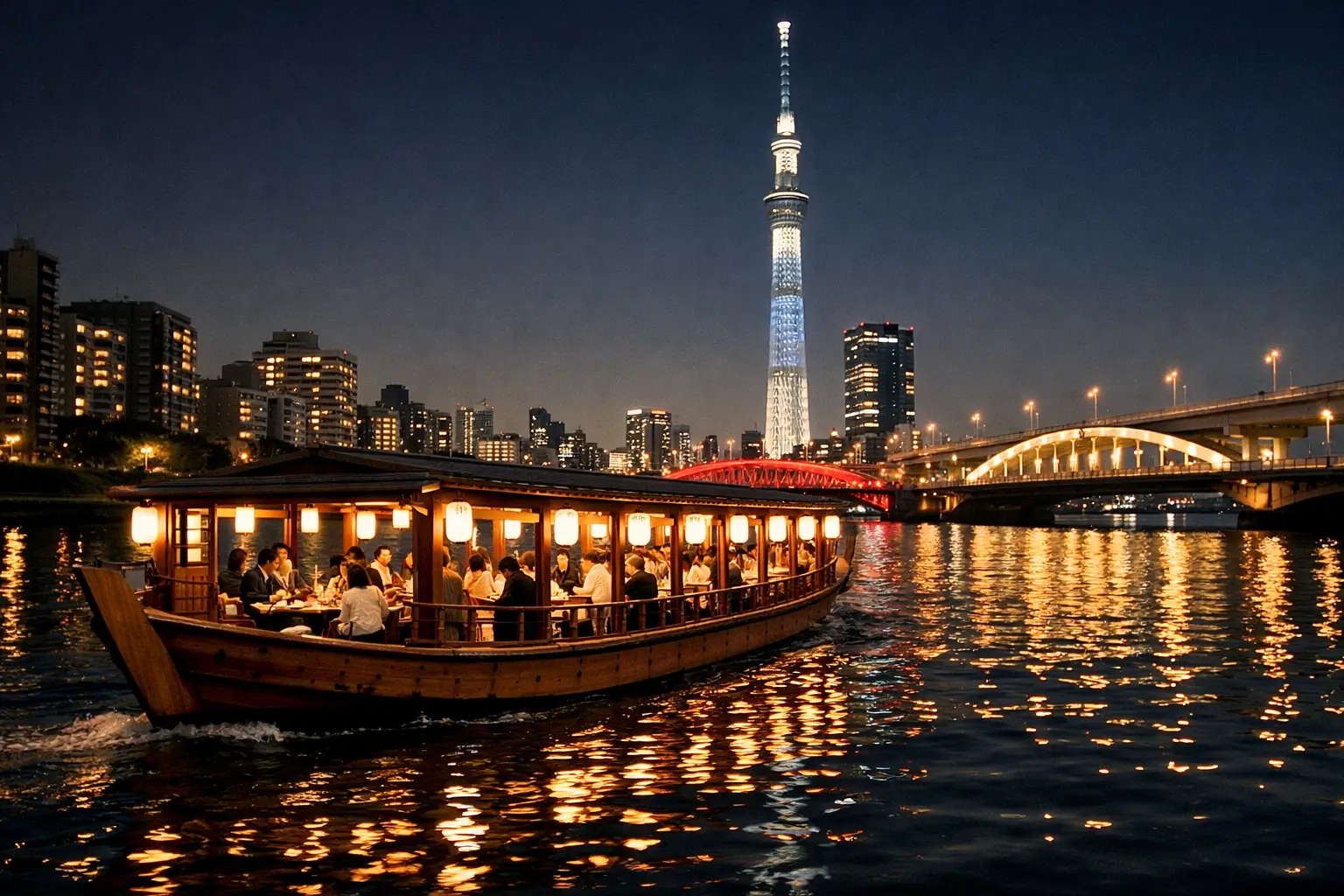 Take a Yakatabune Dinner Cruise on Sumida River