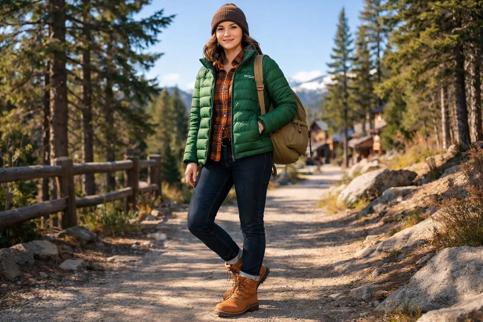 The Down Sweater Jacket and Flannel Outdoor Casualist Outfit