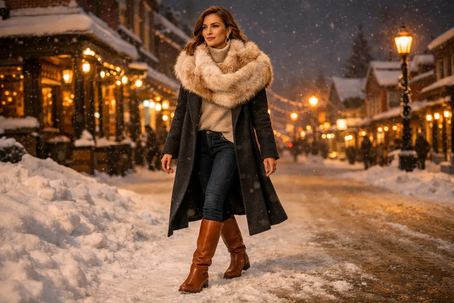 The Faux Fur Accessory Cozy Evening Outfit