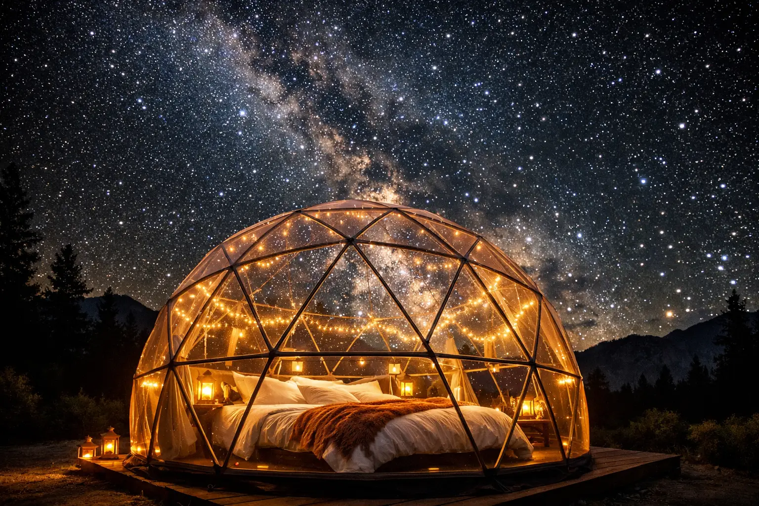 The Geodesic Dome Glamping Setup