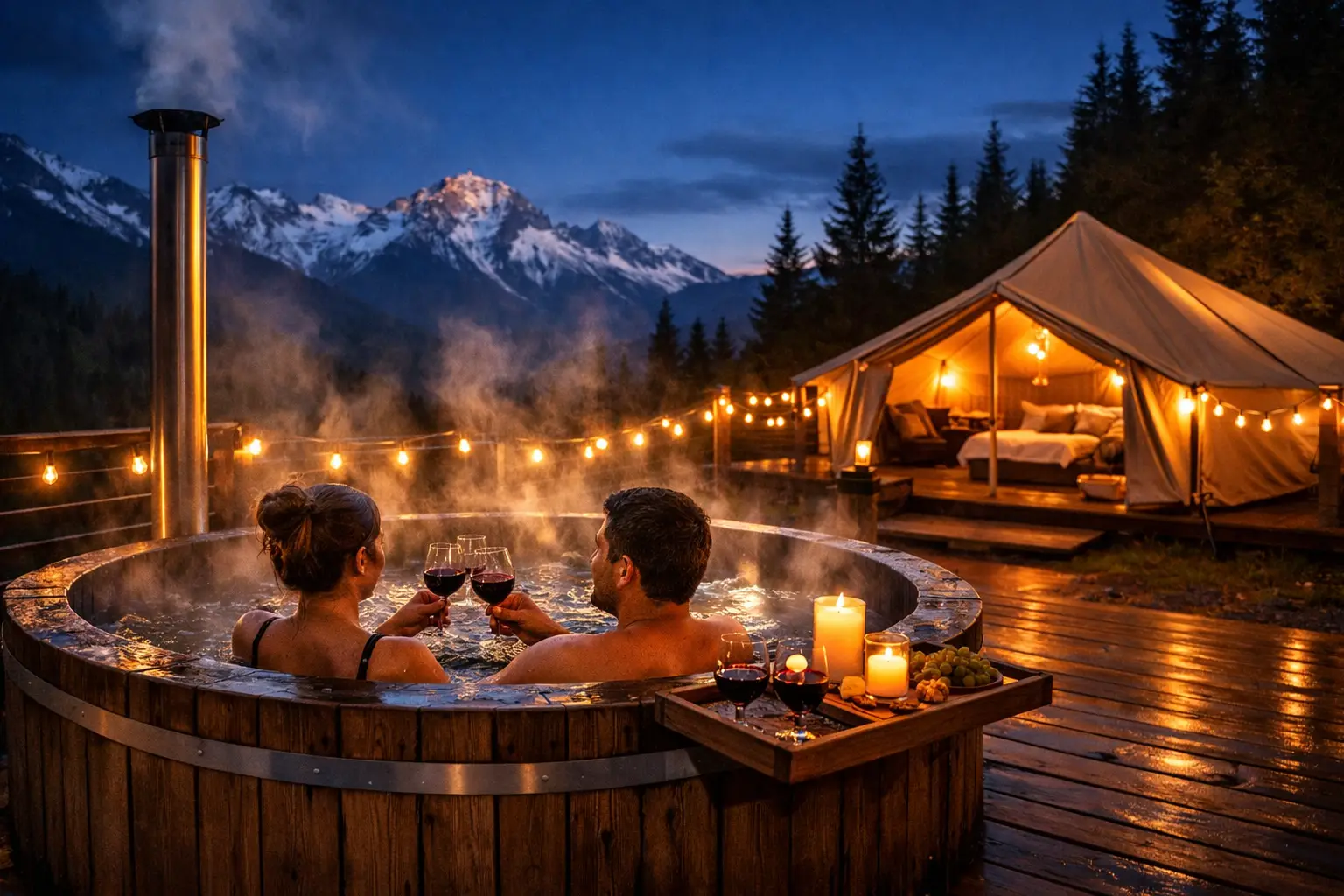 The Hot Tub Glamping Setup