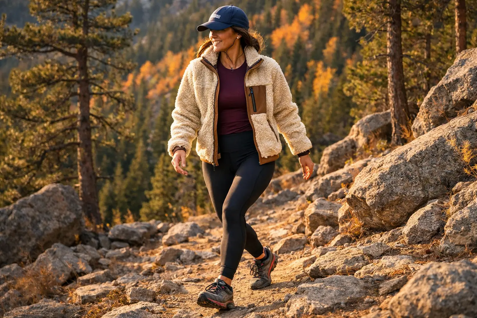 The Retro-X Fleece Jacket and Leggings Hiking Outfit