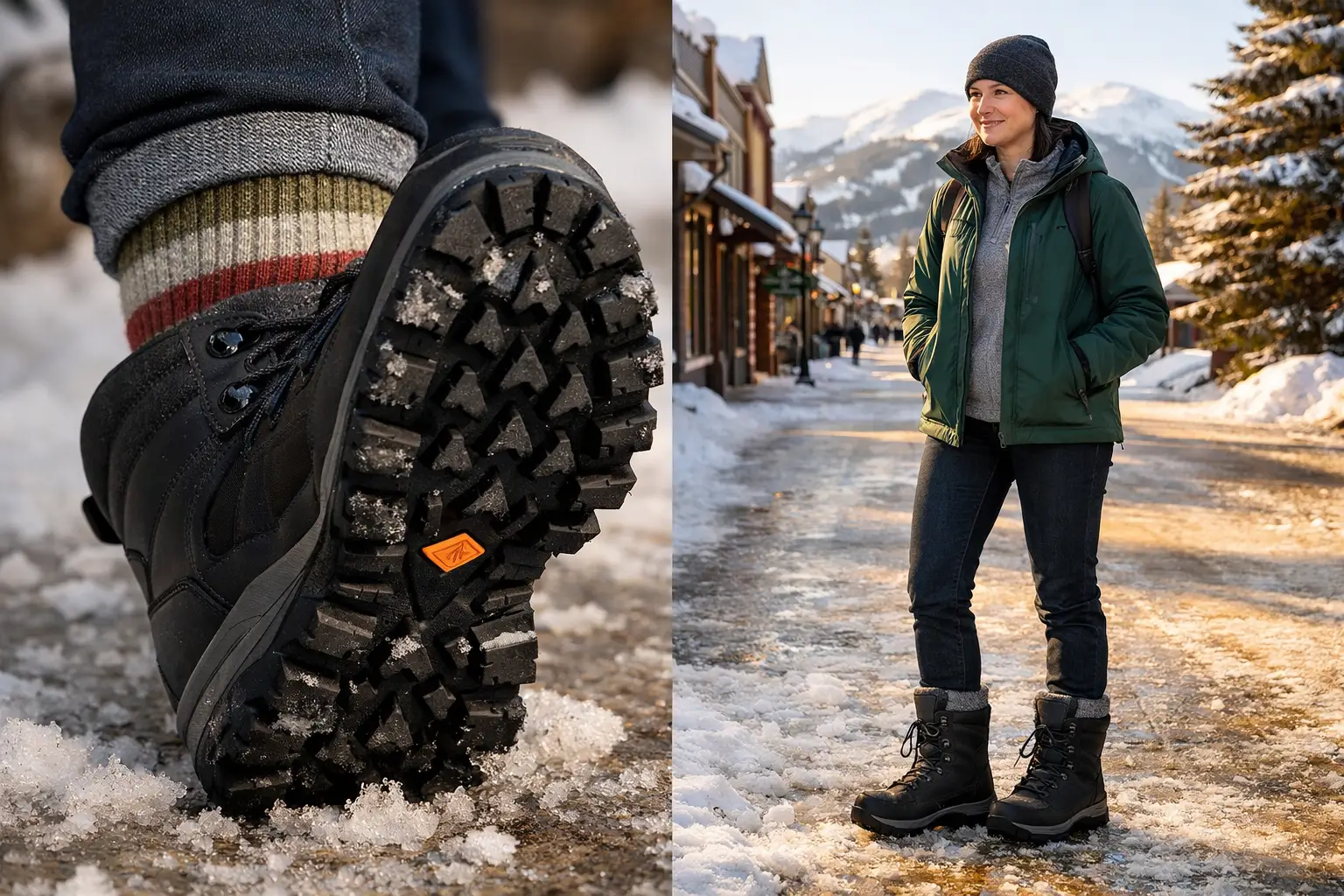 The SmartWool Sock and Traction Boot Winter Walking Outfit