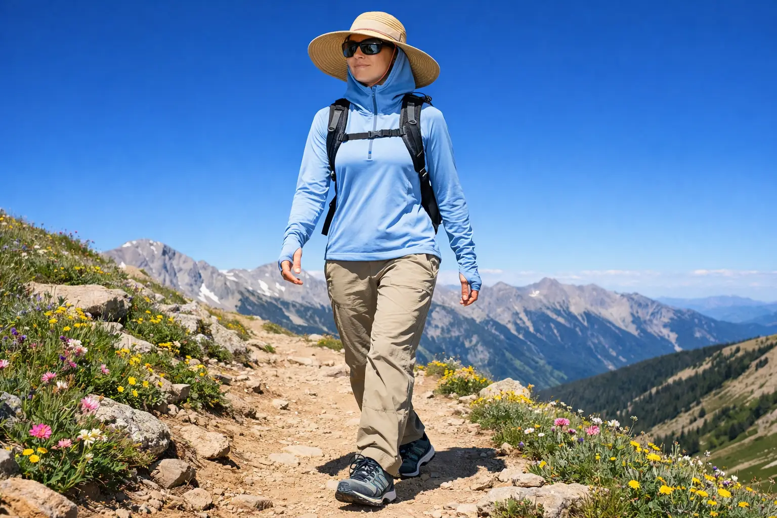 The Sun Hat and Sun Hoodie Summer Mountain Outfit