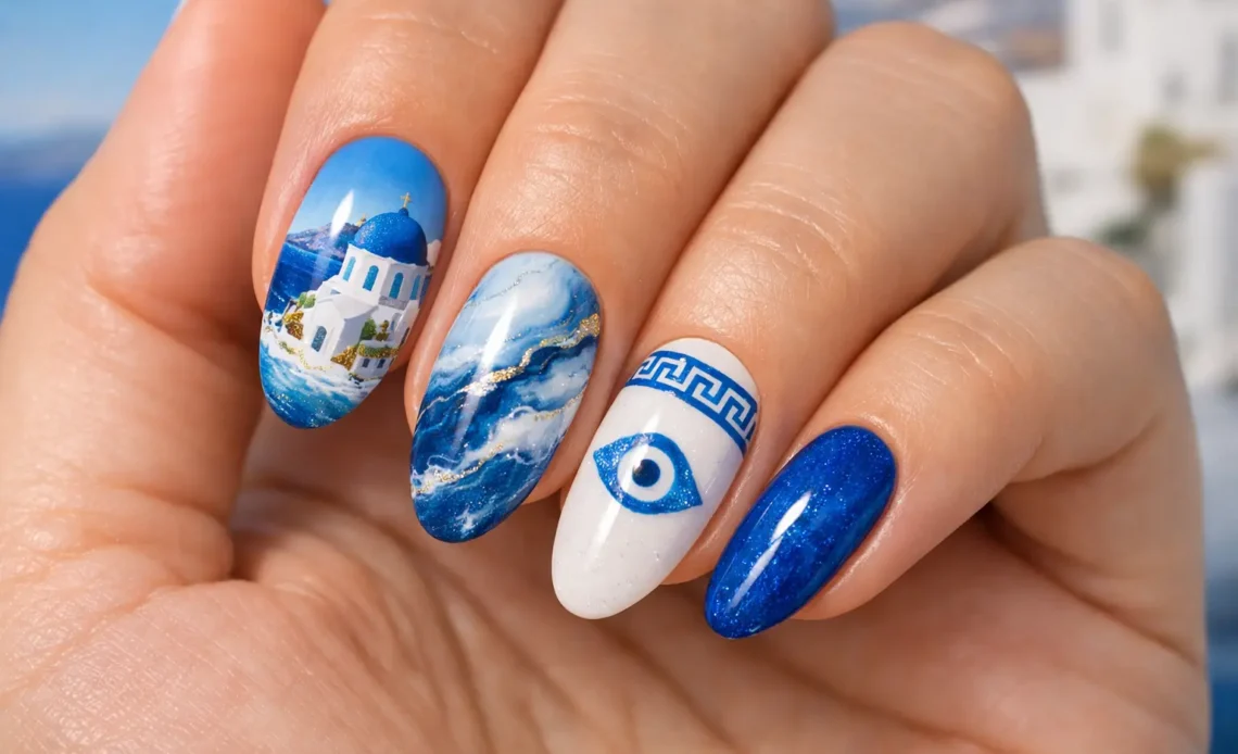 nail art designs inspired by greeces santorini blues