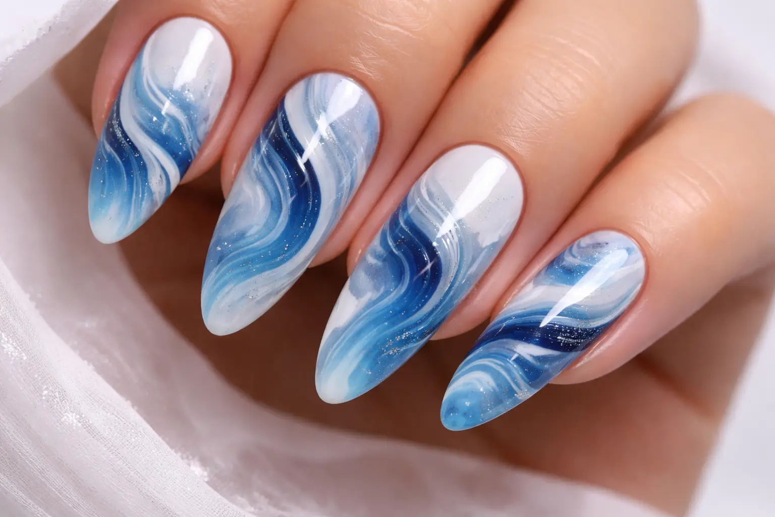Abstract Coastal Nail Art