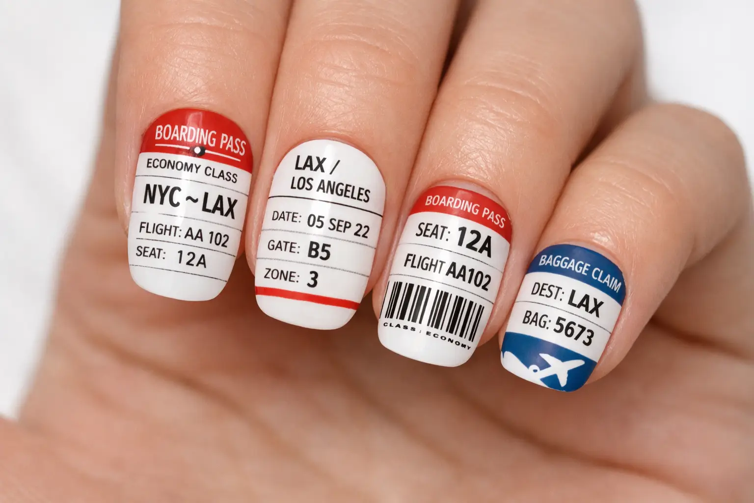 Airline Ticket Nail Design