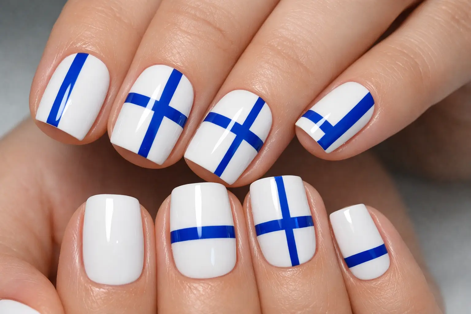 Blue Stripe Nail Design