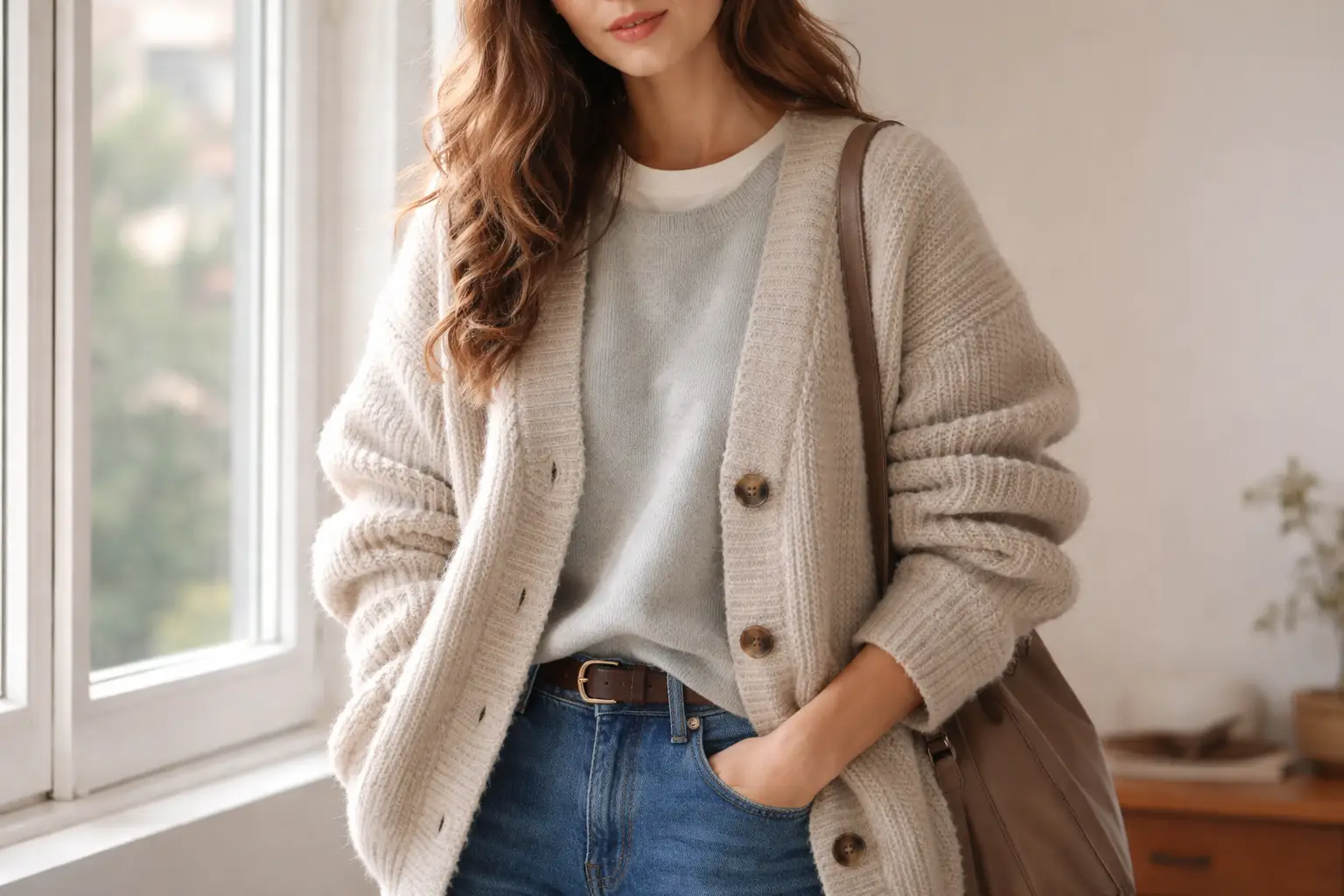 Cardigan with Layered Basics