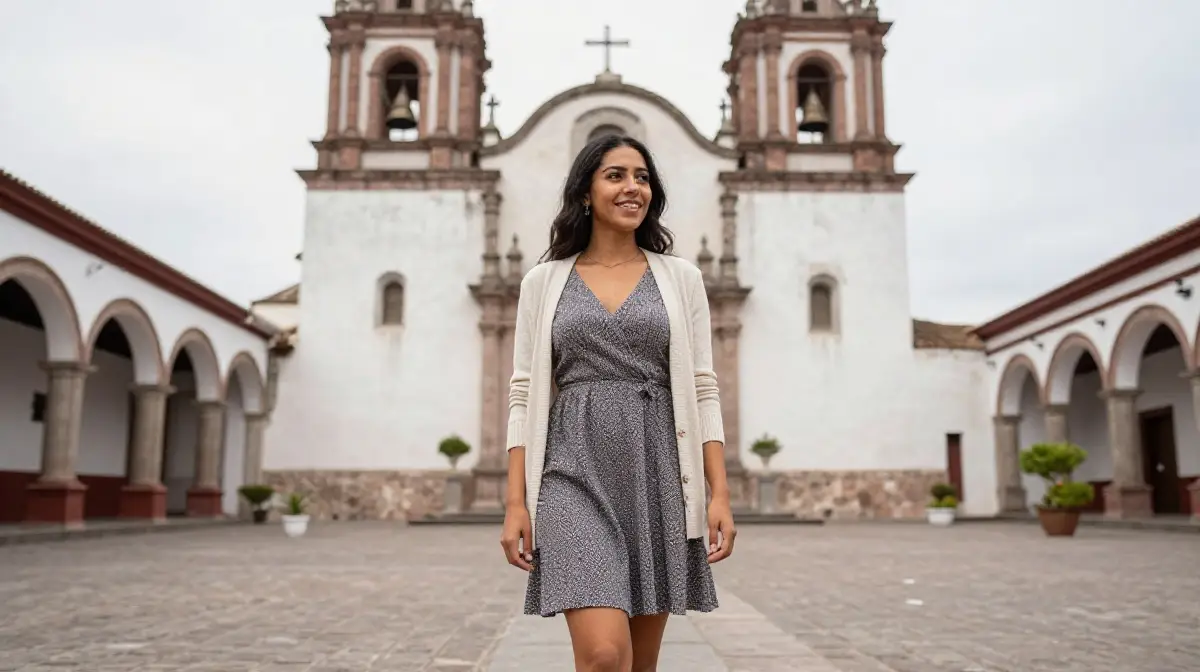 Casual Dress with Cardigan for Cultural Sites
