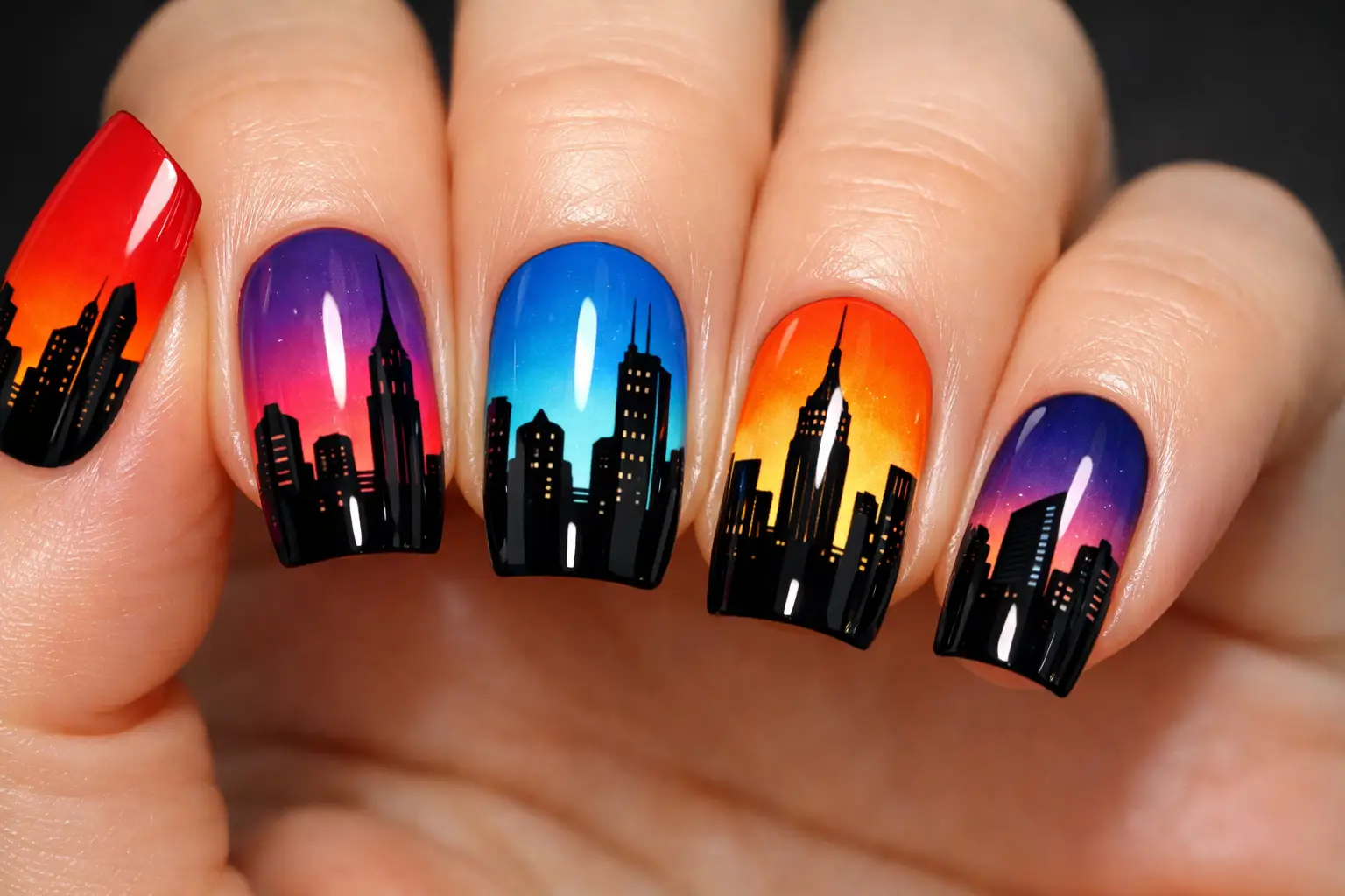 City Skyline Nail Art