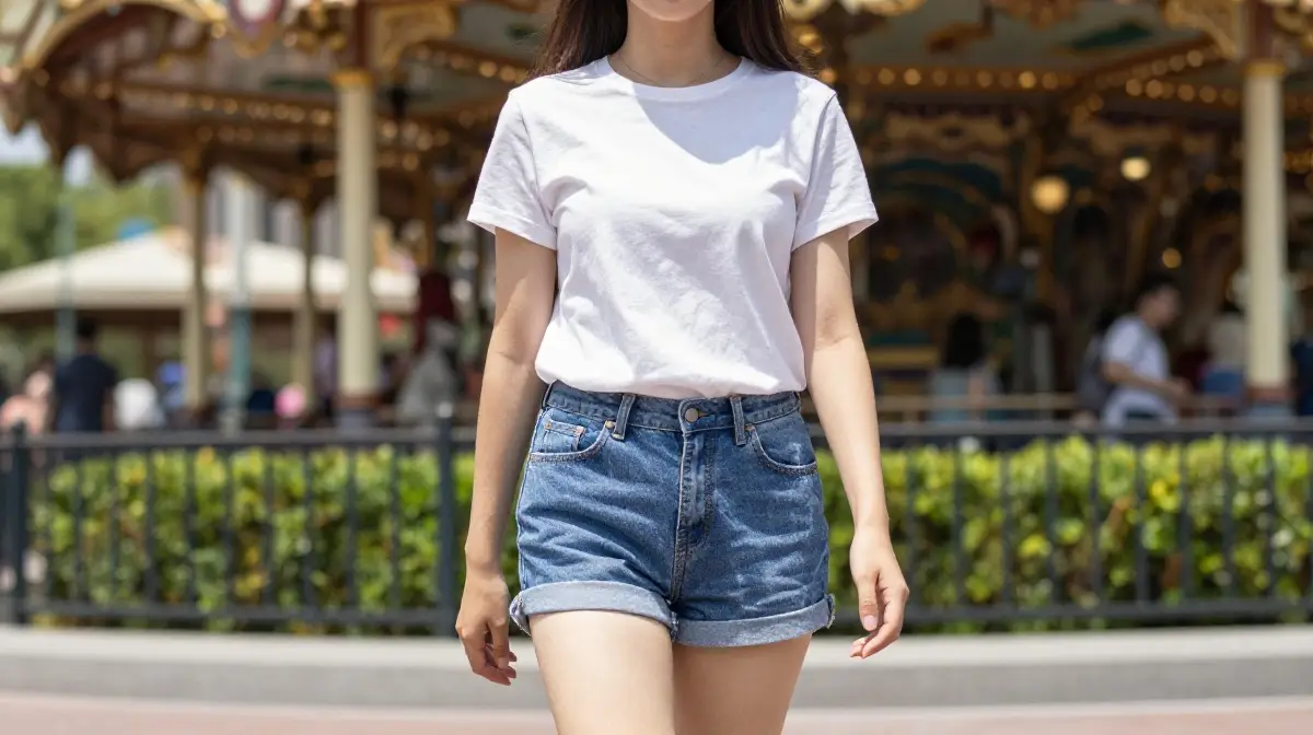 Classic T Shirt and Denim Shorts