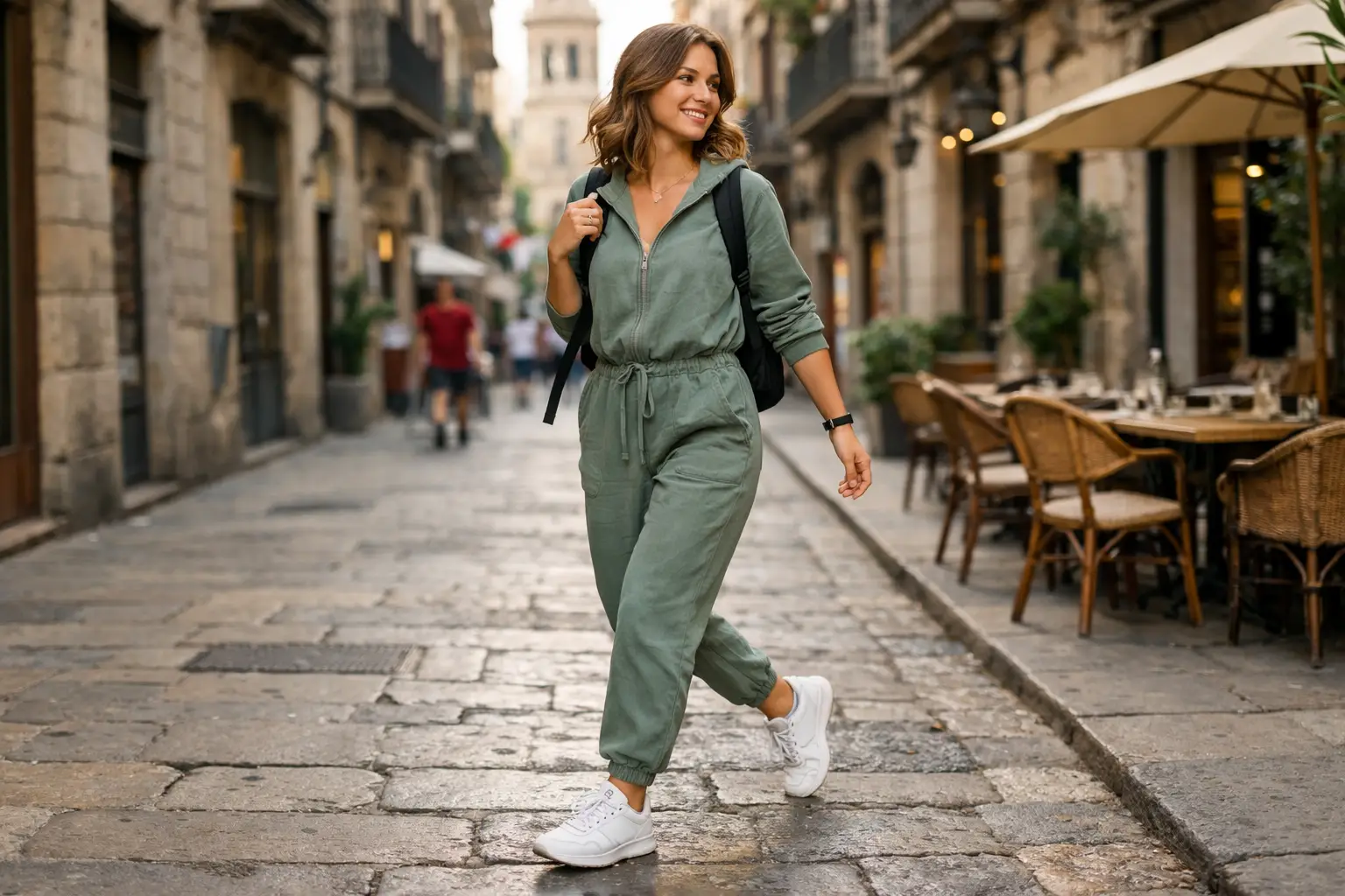 Comfortable Jumpsuit with Sneakers