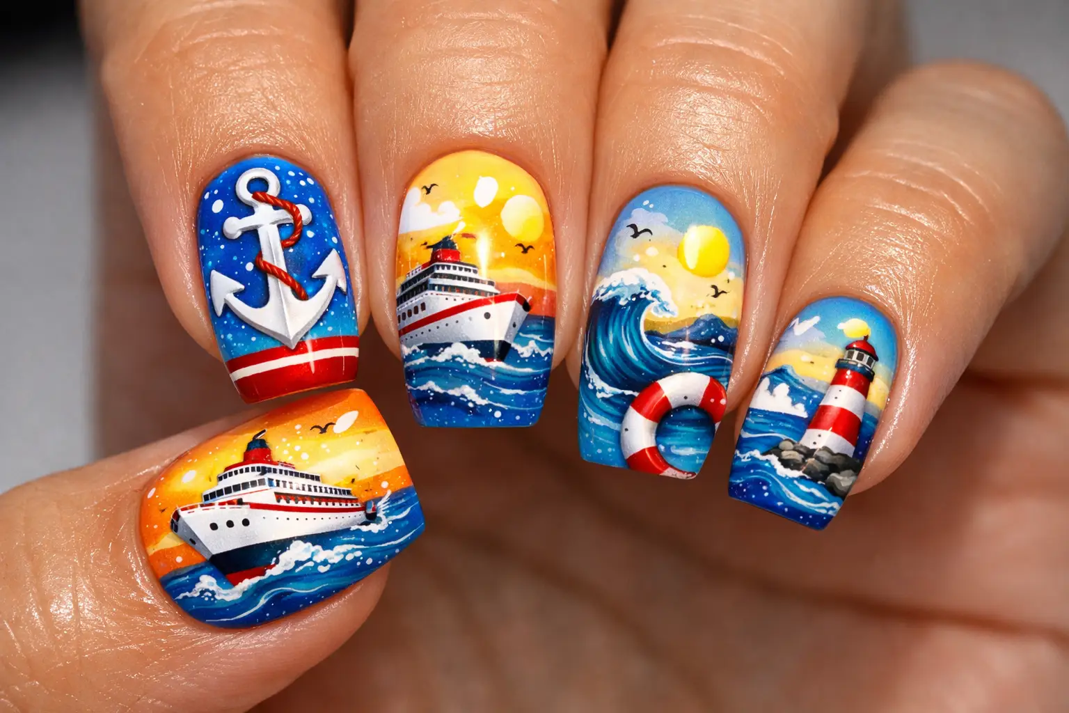 Cruise Vacation Nail Design