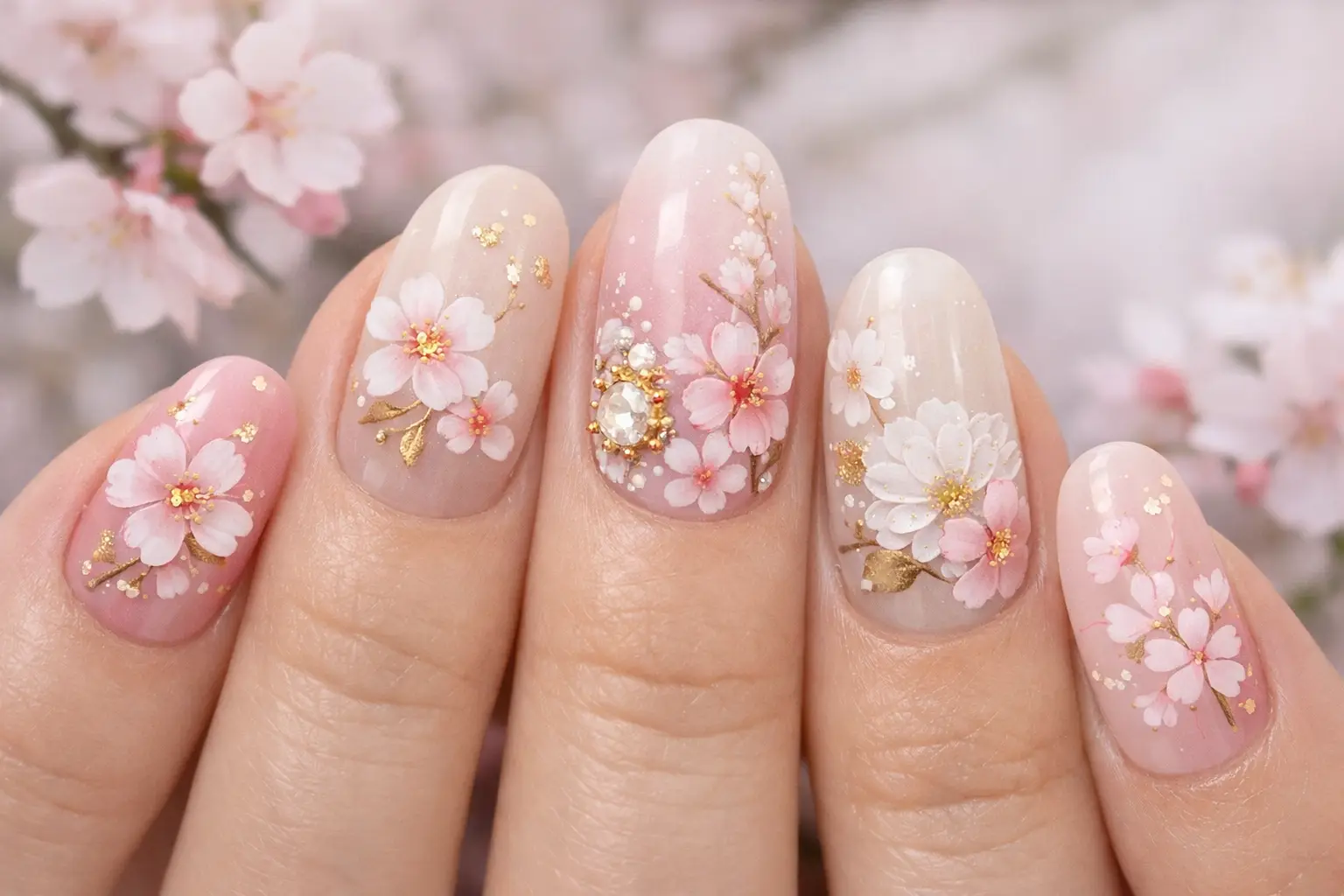Floral Japanese Nail Art
