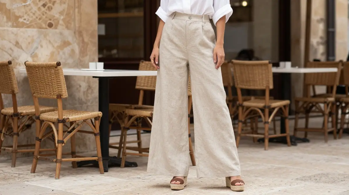 Flowy Wide-Leg Trousers with Blouse