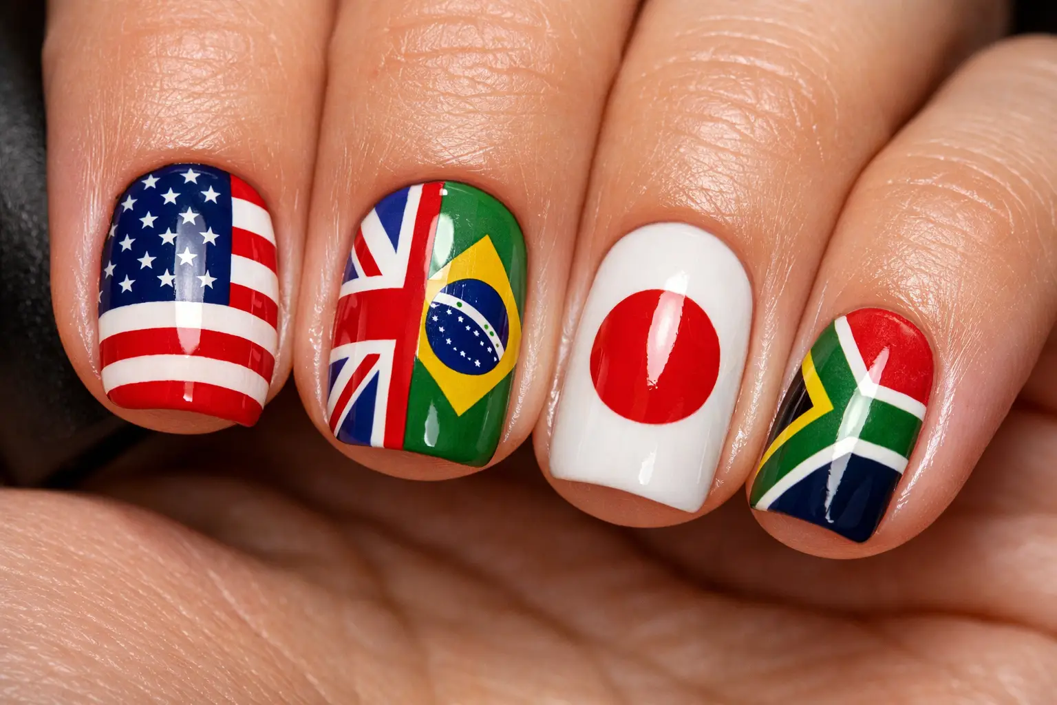 Global Flag Accent Nails