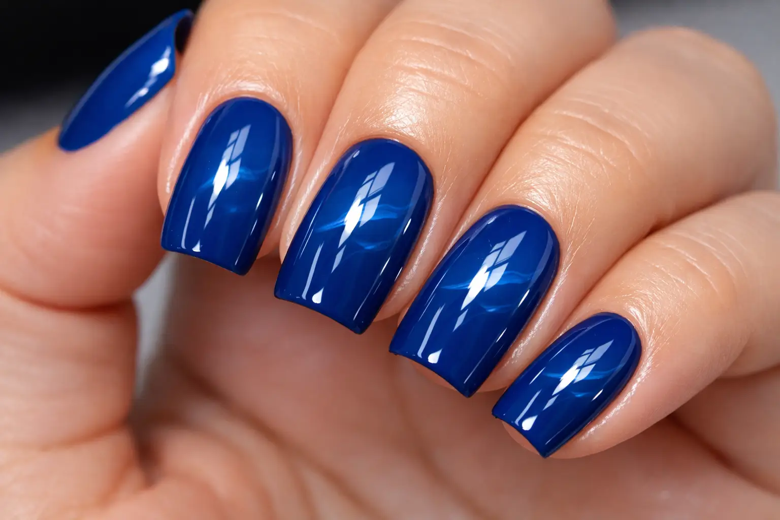 Glossy Ocean Blue Nails