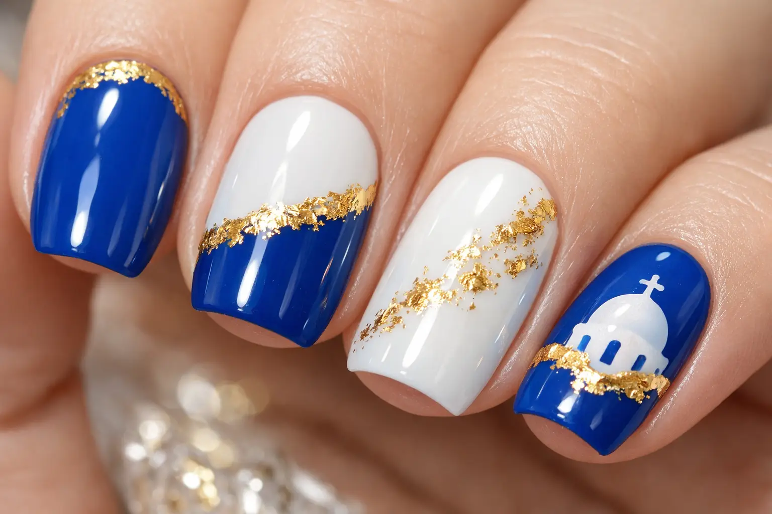 Gold Accent Santorini Nails