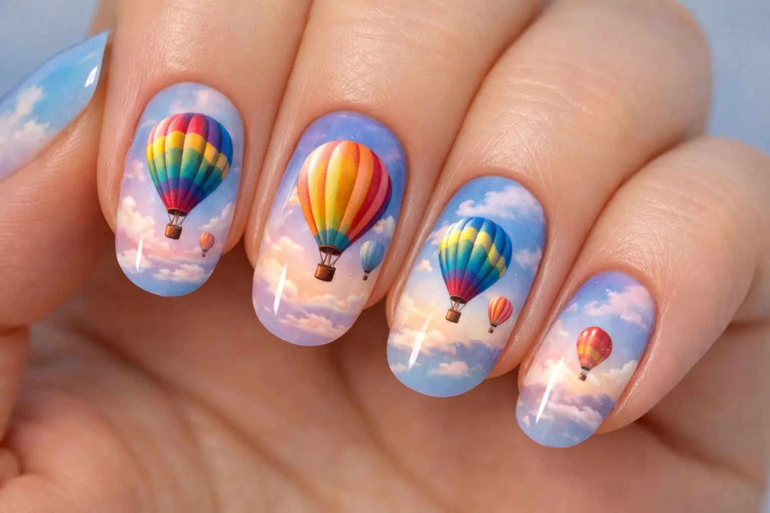 Hot Air Balloon Nail Design