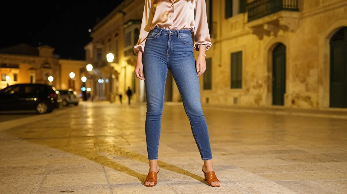 Jeans and Silk Blouse for Malta City Nights