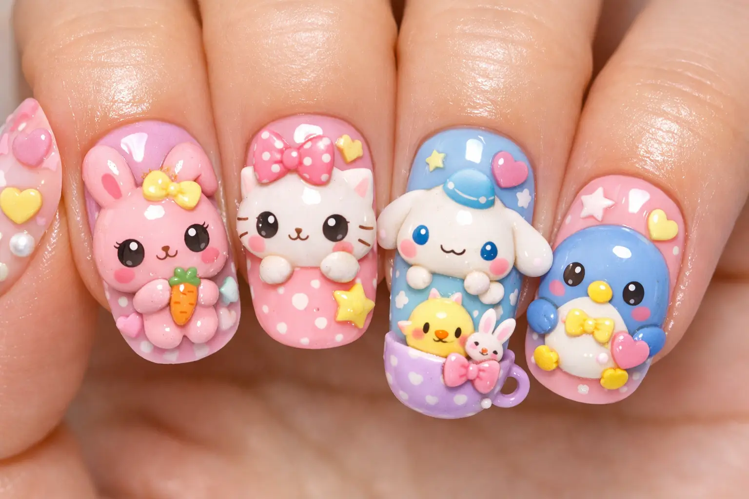 Kawaii Character Nail Art