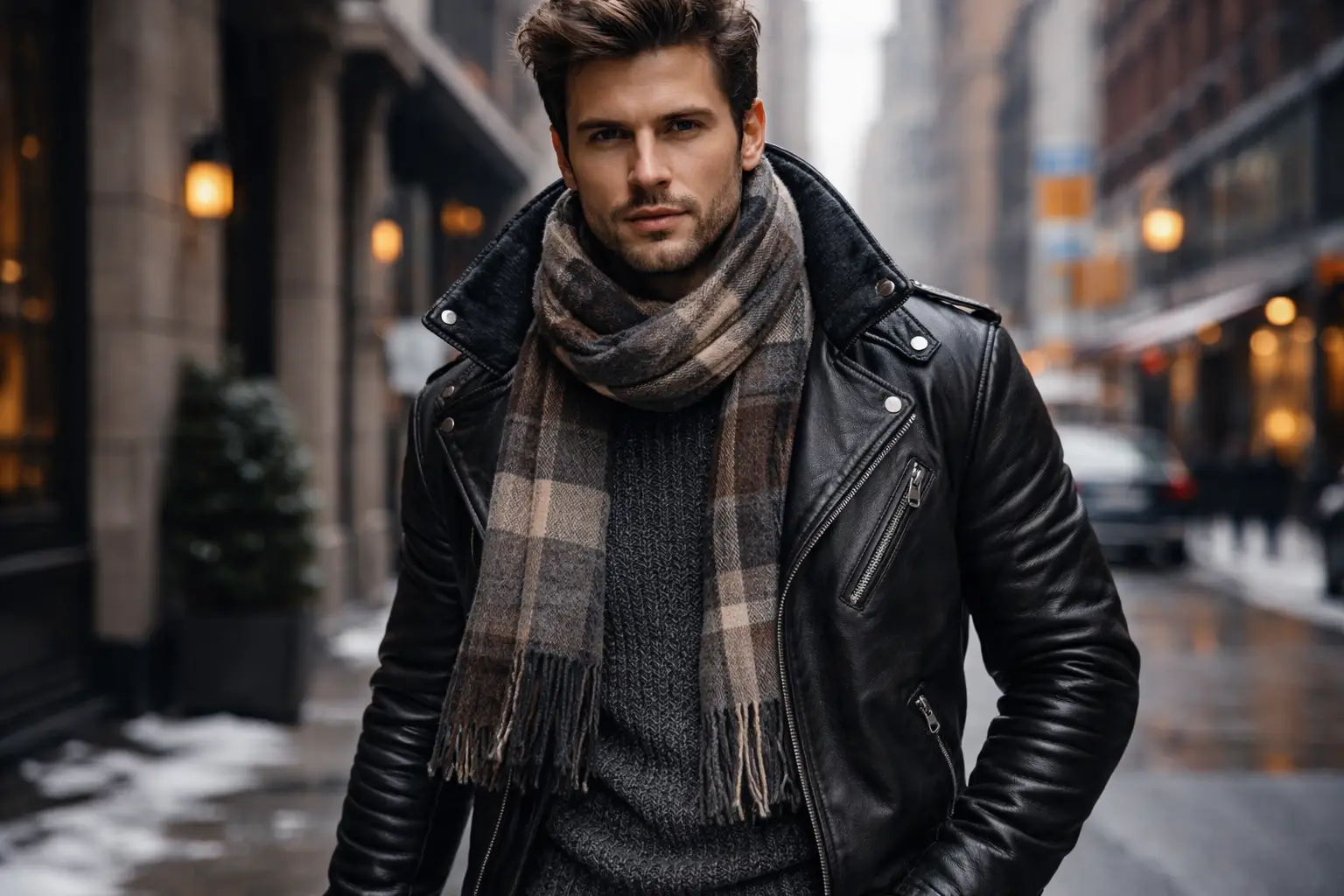 Leather Jacket with Warm Layers