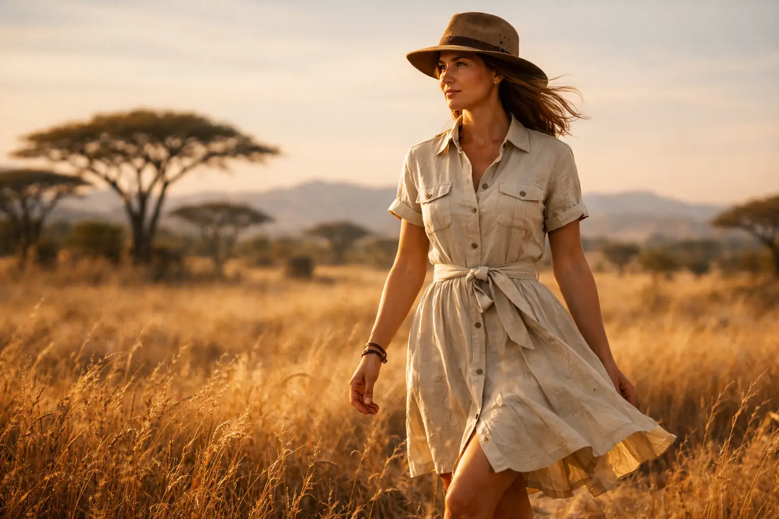 Lightweight Cotton Dress Safari Style