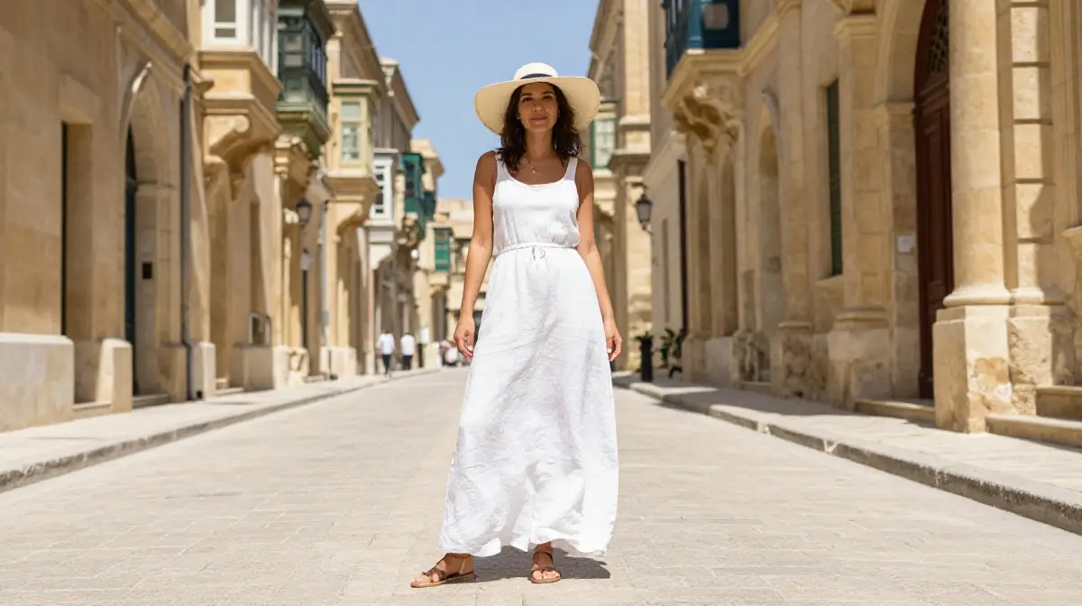 Linen Maxi Dress for Summer Sightseeing