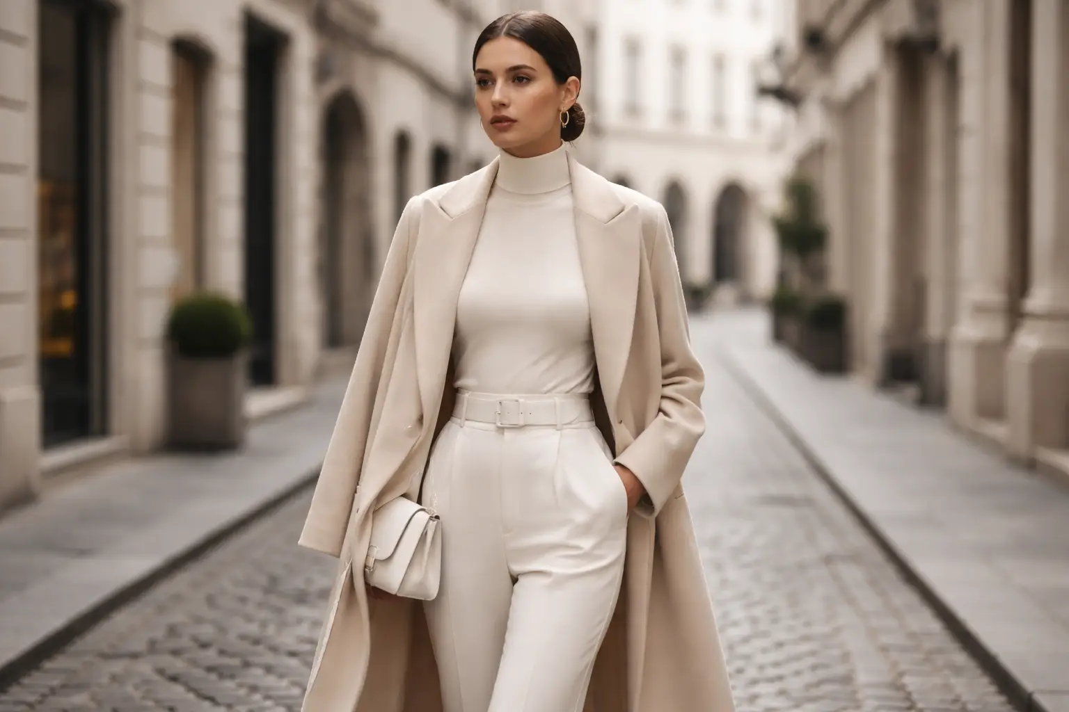 Long Coat with Monochrome Outfit