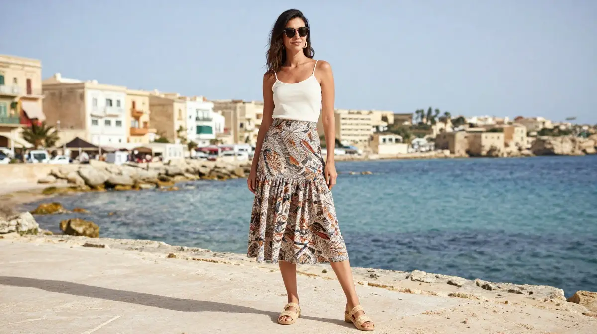 Midi Skirt with Light Cami for Summer
