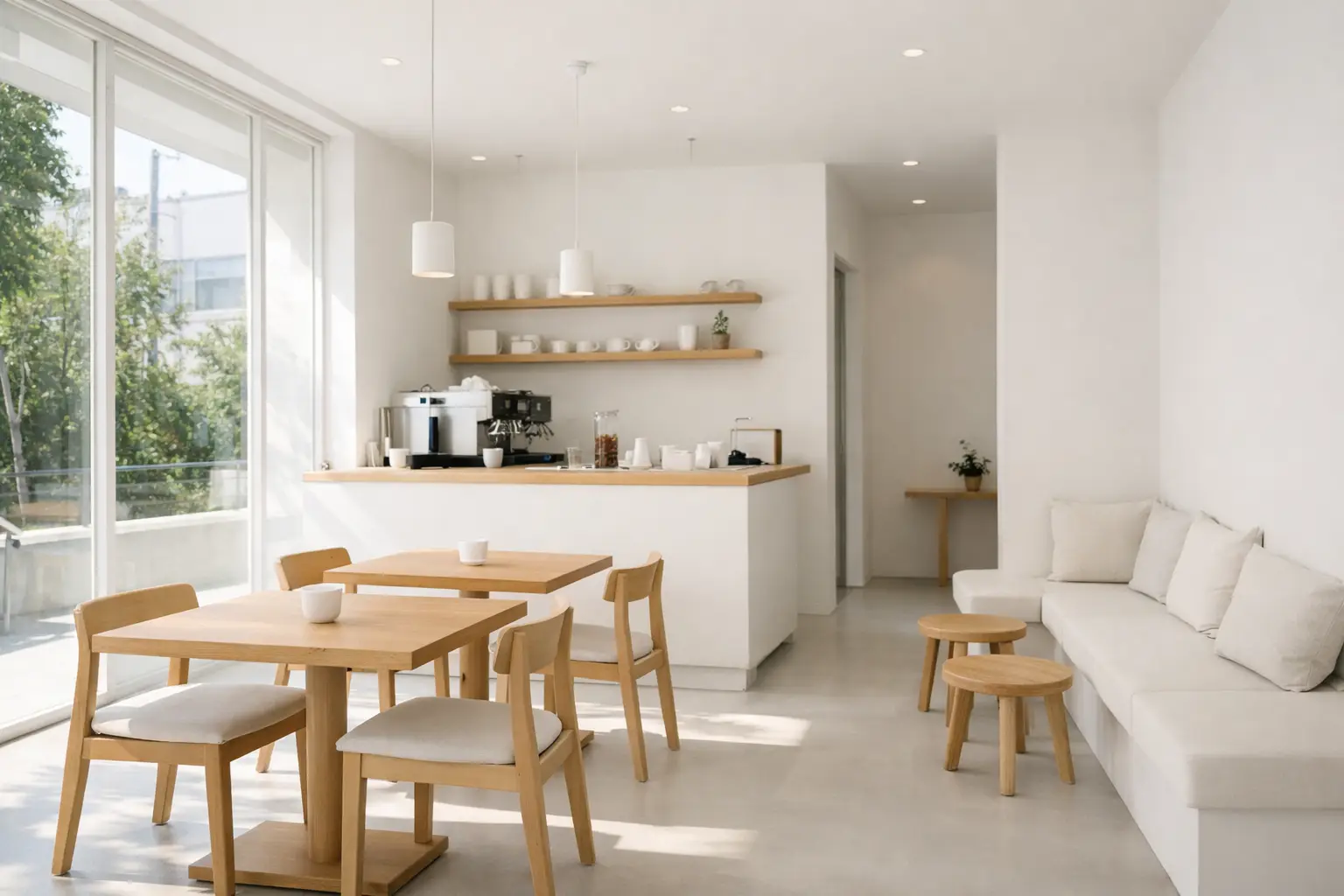 Minimalist White Cafe Serenity in Daikanyama