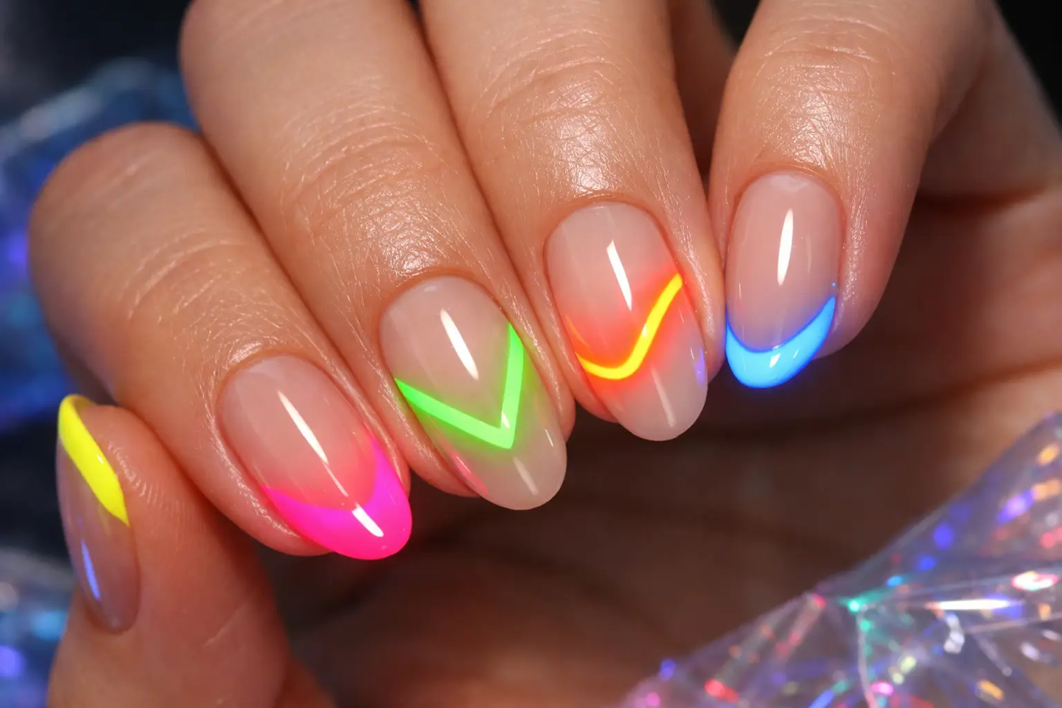 Neon Accent Nails