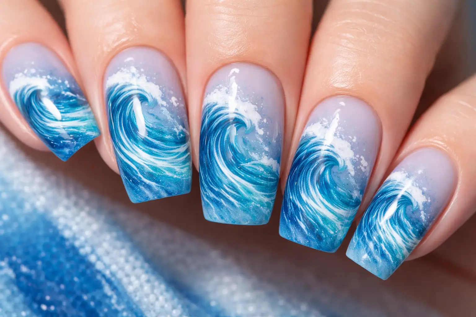 Ocean Wave Nail Art