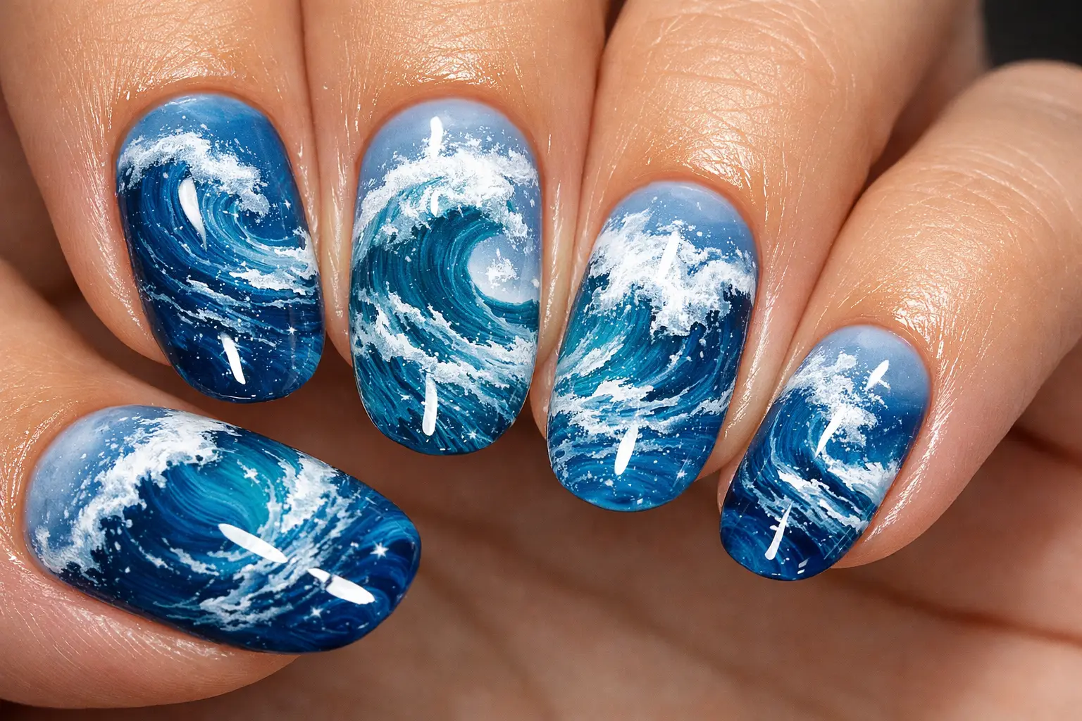 Ocean Wave Nail Art