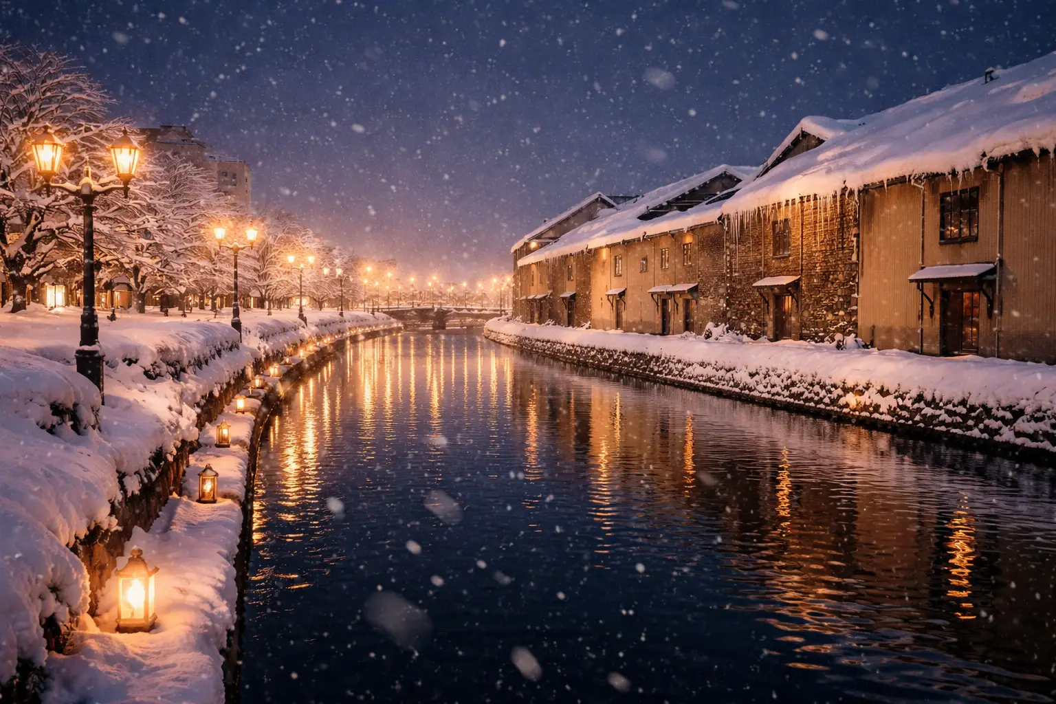 Otaru Canal Winter Scene