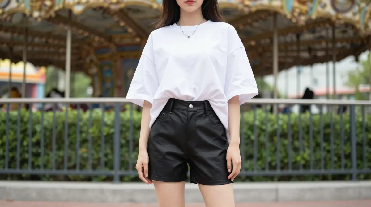 Oversized Shirt with Biker Shorts