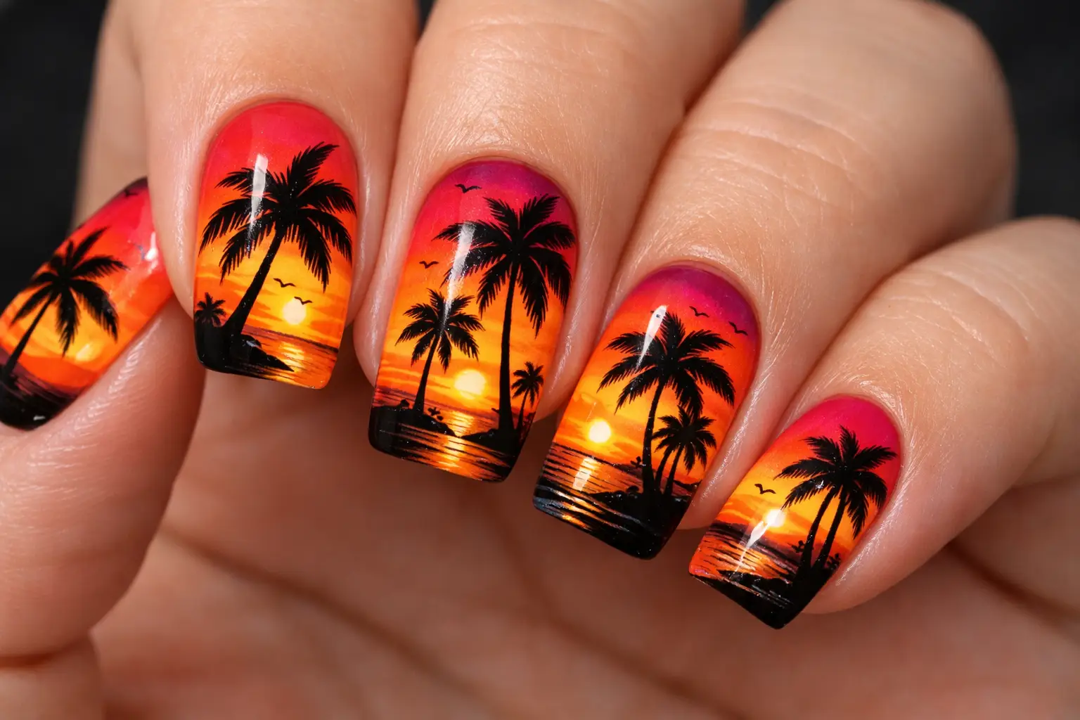 Palm Tree Paradise Nails