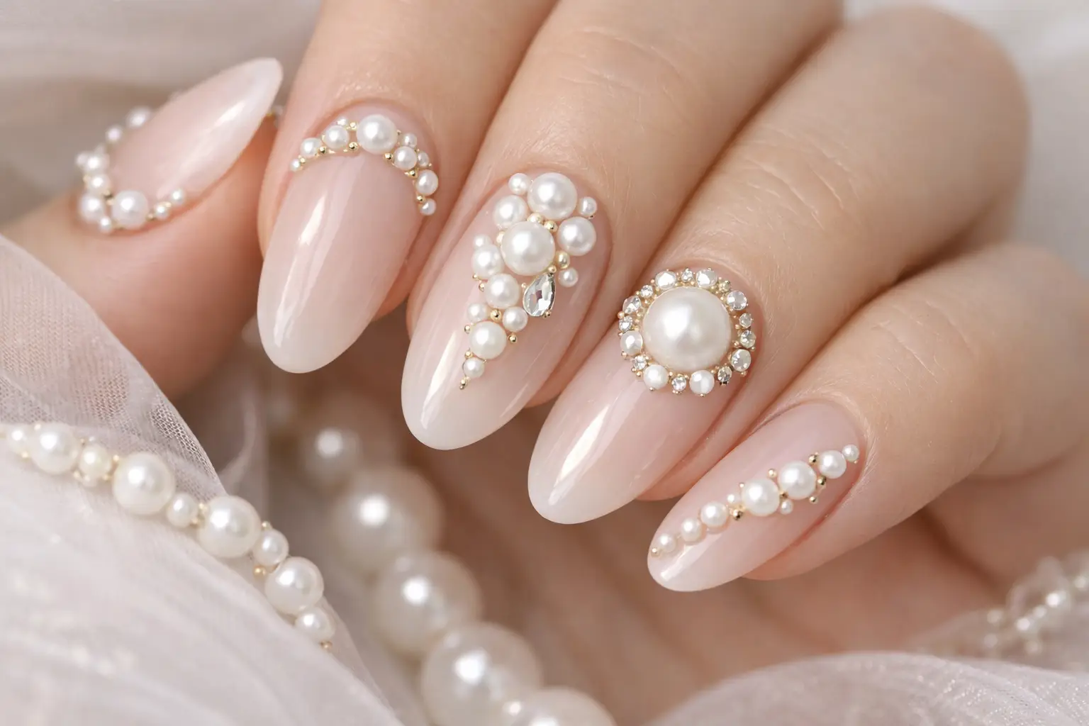 Pearl Decorated Nails