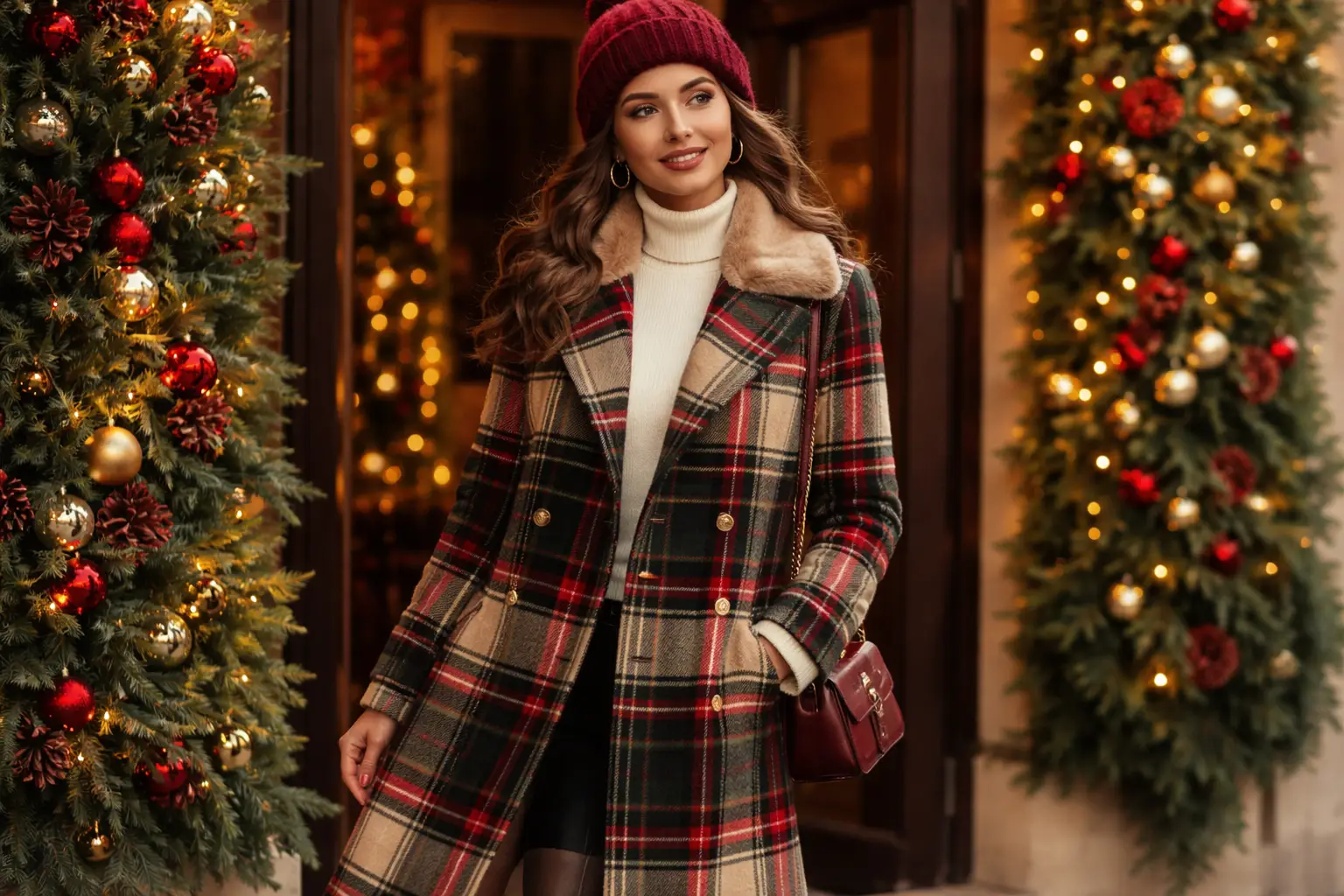 Plaid Coat Holiday Look