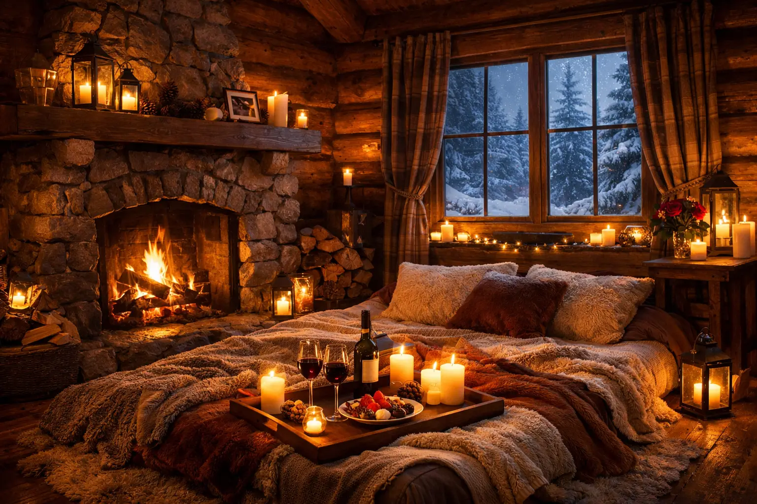 Romantic Fireplace Cabin Getaway